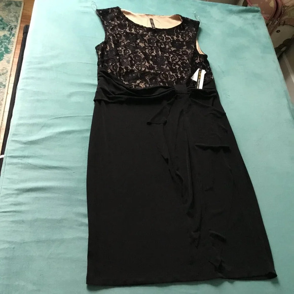 NWT LORI M BLACK Lace Cocktail DRESS SLEEVELESS NWT SIZE L - Picture 4 of 11